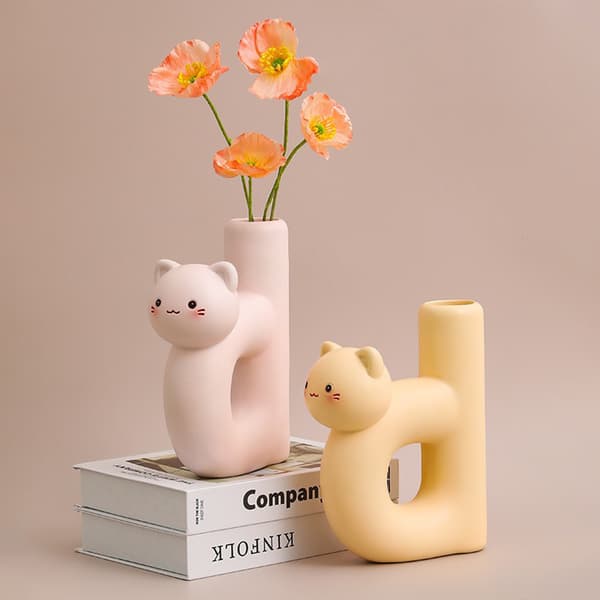 (Rörformad kattblomvas B-rosa) 1 st katt söt brevvas ornament rörformad kattvas