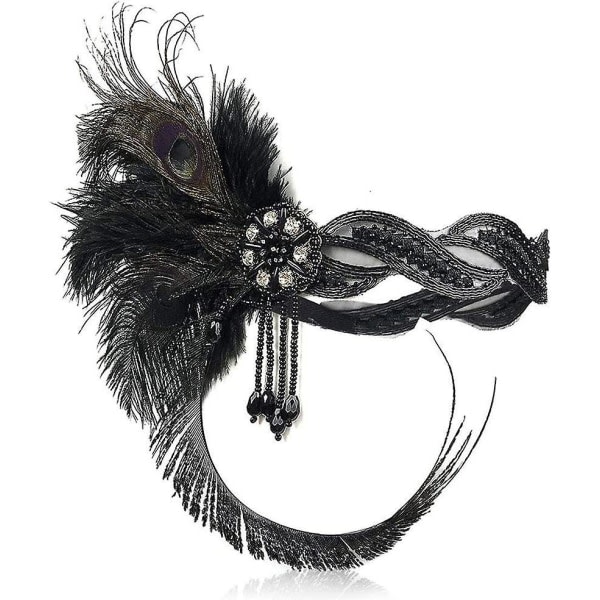 1920-talls hodebånd Crday Feather Crystal Vintage Roaring 20s Headpiece Accessories