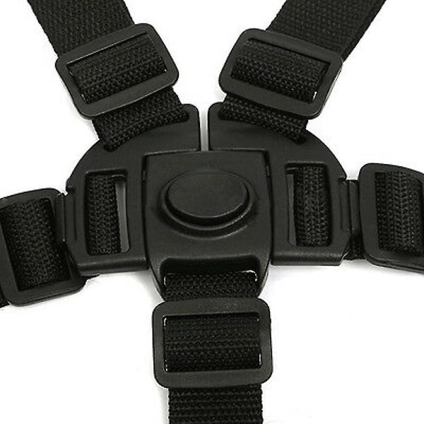 5-punkts sikkerhetsbelte for barn, justerbar roterende krok Baby sikkerhetsbelte for barnestol Barnestol barnevogn Buggy (svart)