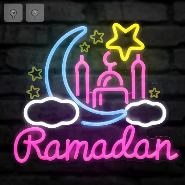 Moon Castle neonskilt Ramadan Festival oplyste vinduesdekorationer LED neonskilte