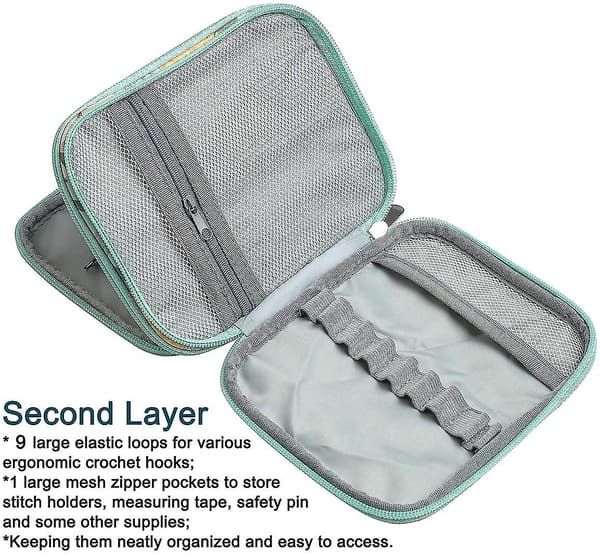 Hæklenåls Etui, Ergonomisk Hæklenåls Organizer Tom, Til Traditionel Standard Aluminium Hæklenål, Med Tilbehør