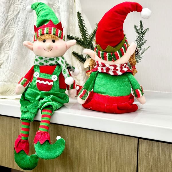 Jul Långbent Tomte Sittande Figur Dekoration Prydnad Male Elf [A] See details
