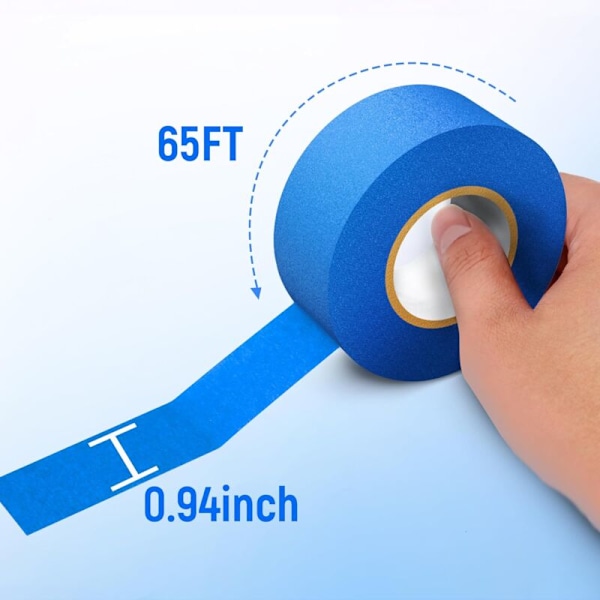(2 STK) Blå Maskeringstape for Maling og Dekorativ Tape for Etiketter, Aerosolmaling, Malere, Håndverk 24 mm × 50 m