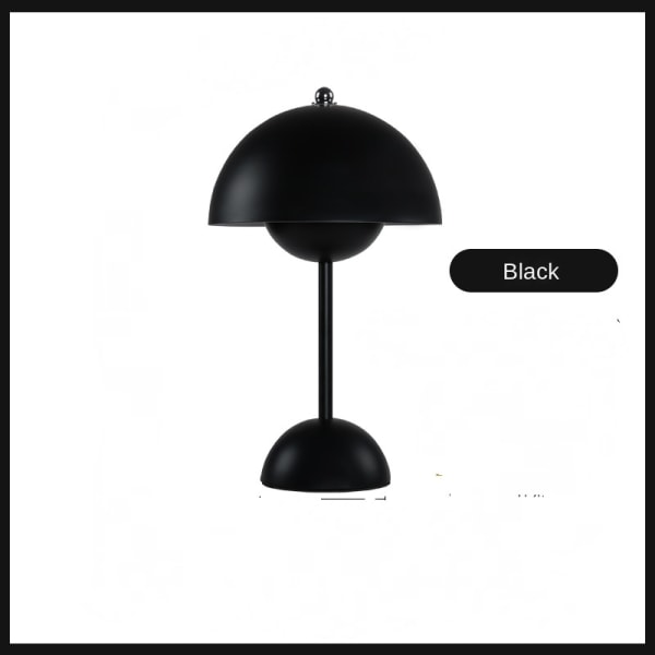 Nordisk dansk blomsterknopp bordlampe, bryllupsrom, soverom, skrivebordsdekorasjon, lampe, nattbordslampe (oppladbar) Black