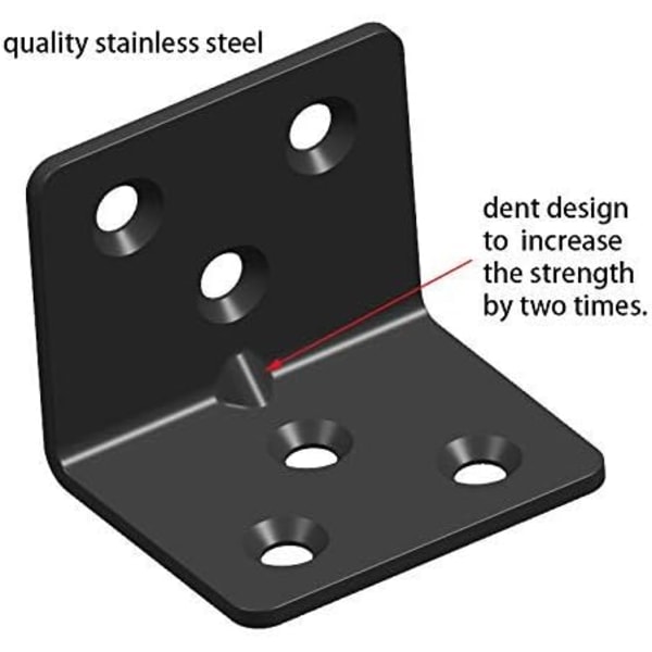 Svart Hyllfäste i Rostfritt Stål, Vinkeljärn, L-Formadt Tunga Metallhörnfäste Hyllstöd för Trä Aufuga (16, 1.5x1.2x1.2 tum)