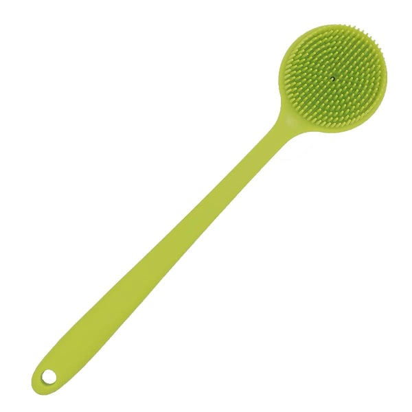 Silikoninen selkäpesuri Pehmeä kylpyvartaloharja suihkuun pitkällä kahvalla (vihreä)