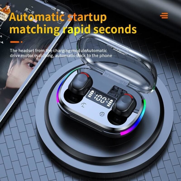 Trådlösa Hörlurar, HiFi Digital LED Display Stereo Gaming Hörlurar Bluetooth-hörlurar
