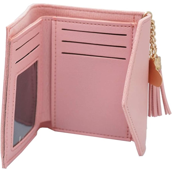Liten lommebok for kvinner, Ultra Slim Pu skinn kredittkortholder Clutch lommebøker for kvinner rosa