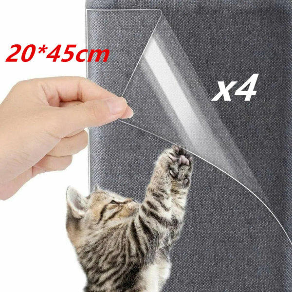 4 stk Katt Kløbeskyttelse Matte Tau Stolpe Sofa Møbel Dørbeskytter 20*45cm Transparent Kløbeskyttelsesfilm