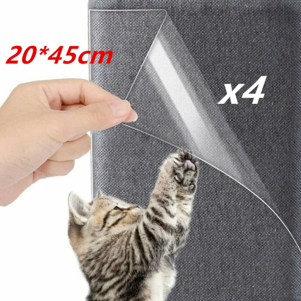 4pcs Pet Cat Scratch Protection Mat Rope Post Sofa Furniture Door Protector 20*45cm Transparent Scratch Protection Film