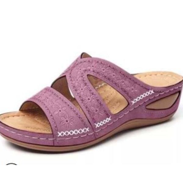 Letvægts Læder Flip Flop Sandaler til Udendørs Sport - Åben Rund Tå med Tyk Sål