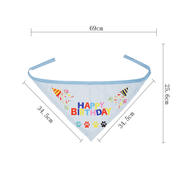 Lemmikin syntymäpäiväjuhlahattu, koiran syntymäpäiväpanta, lemmikkikoiran kolmiohuivi sininen