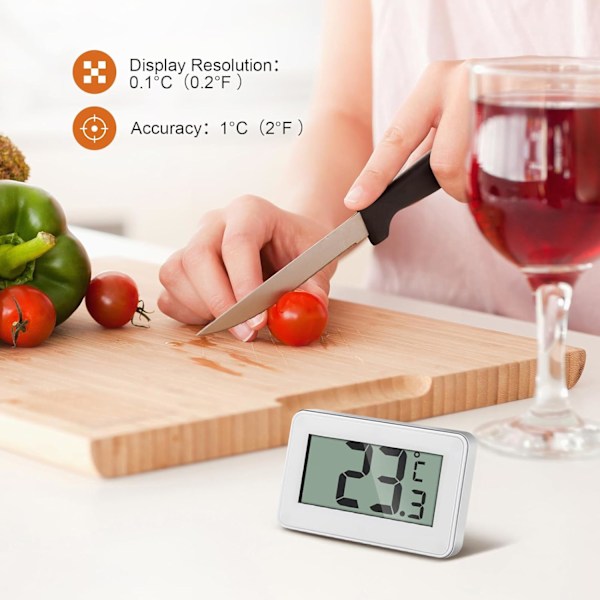 2 Digitale kjøkkentermometre, Mini kjøleskapstermometer, Fryser kjøleskapstermometer