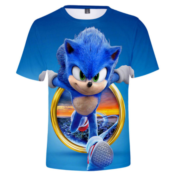 Kids Sonic The Hedgehog 3D T-paita Lyhythihaiset T-paidat lapsille Sininen Blue 130 cm