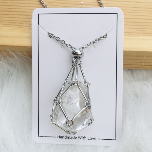 Crystal Holder Cage Kaulakoru Crystal Net Metal Kaulakoru SILVER Hopea Silver White Crystal-White Crystal