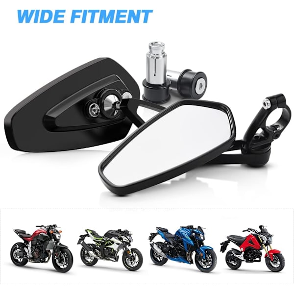 Motorcykelspegel (2-pack), Universal 7/8 tum ihålig styrstång M
