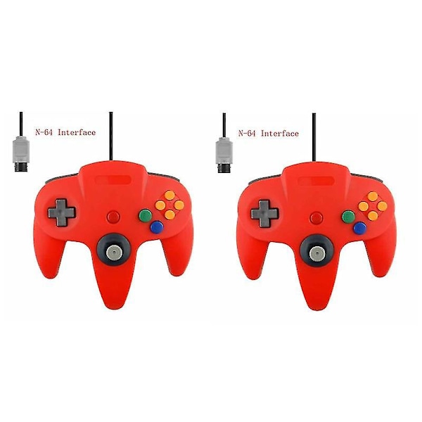 2-pak Klassisk Ledningsforbundet N64 Controller Retro Spil 64 Bit Spil Controller Joystick Udskiftningscontroller 13 2pcs