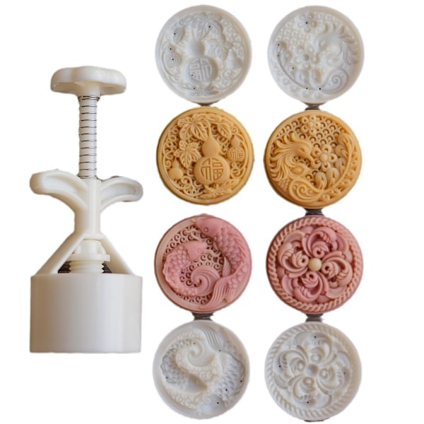 Mungbönekaksform med 4 Sigill Fenix Midhöst Månkakform Handpressad Kaka Dessert DIY Bakverktyg