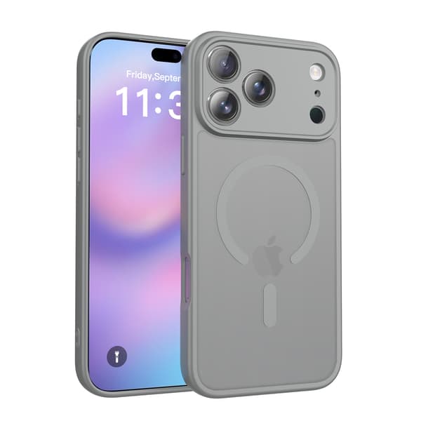 Case for iPhone 17, Full Camera Protection, Compatible with MagSafe Charger, Transparent Matte Phone Case (Grey) grey grey iPhone 17