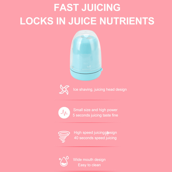 Bärbar Juicer Cup Multifunktionell Uppladdningsbar Liten 4 Blad Blender Fruktblandningsmaskin för Hem 260ml Blå