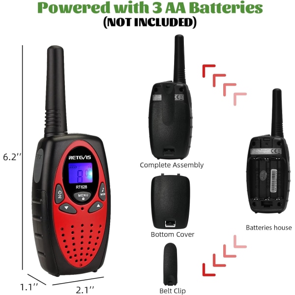 Walkie Talkies för Barn, Leksaker Presenter för 3-14 Åriga Pojkar och Flickor, Lång Räckvidd 2-Vägsradio 22CH VOX, Födelsedagspresent