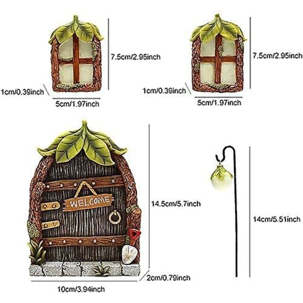 4 miniatyyrikeijun tonttupatsaan setti ikkunaan ja oveen, puutarhakoriste, puun koristelu