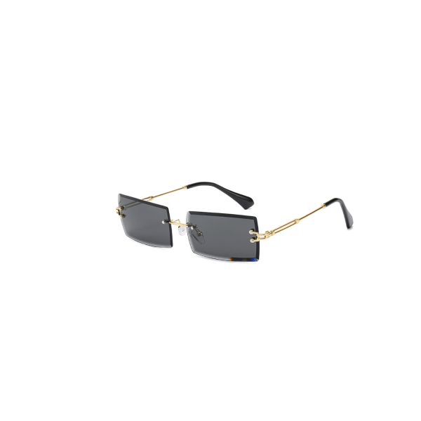 Rektangulära solglasögon utan bågar, retro solglasögon med ultraliten ram