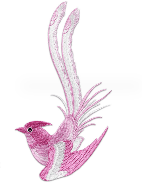2 stk. fuglebroderede strygemærker 24x12,5 cm, Broderi Selv