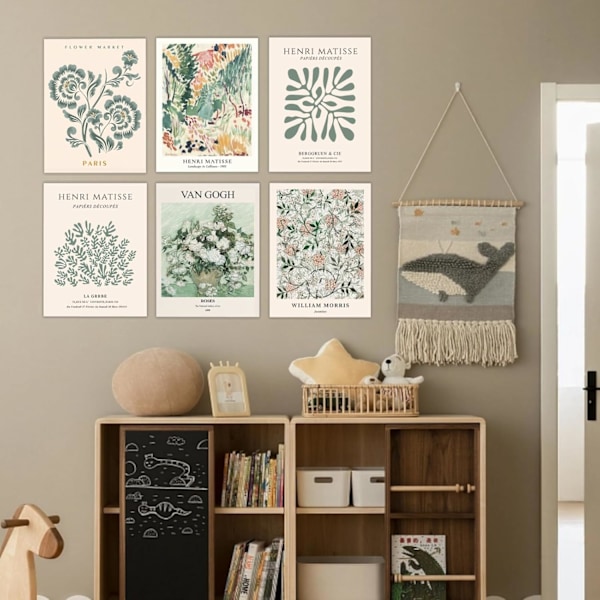 Gröna Växter Canvas Tavlor Matisse Poster Set, Moderna Väggbilder Dekoration Vardagsrum Sovrum Väggdekoration Bilder 20 x 25 cm