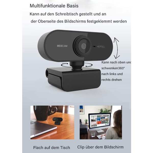 Verkkokamera mikrofonilla ja jalustalla, 1080P-web-kamera kannettavan  tietokoneen pöytäkoneelle 4652 | Fyndiq