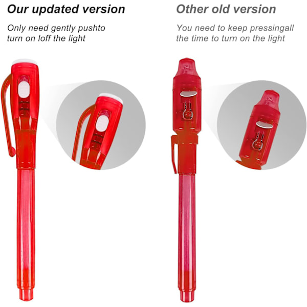 Osynlig Spionbläckpenna 7 st med UV-penna, Osynlig Bläckpenna