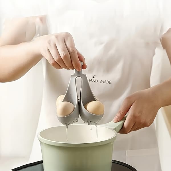 Silikon Eggkoker for 4/6 Egg, Koking & Damping, Oppvaskmaskinsikker, Frokost 4 egg