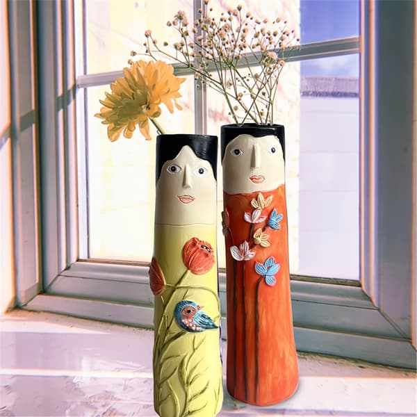 Kreative ansigtsknopper Håndlavede Boho Små vaser til blomster Bondegårdsrum Boligindretning Bud Vase F