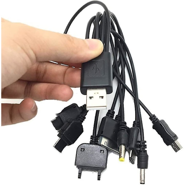 10 i 1 Universal USB Ladekabel Multifunksjonell Ladesynkroniseringsledning for Ipod Iphone Psp Kamera Nokia Blackberry 1 stk