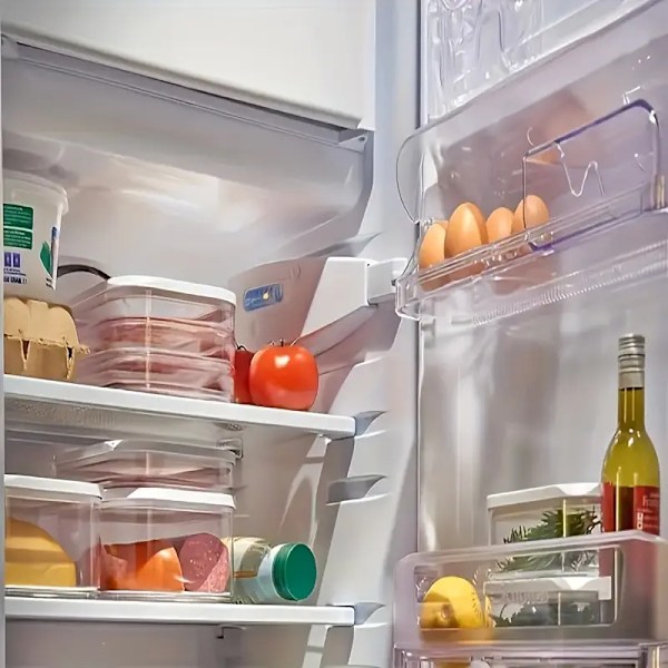 Kokt köttlåda, kylskåp med tre lager, förseglad förvaringslåda, bacon täckt matförvaringslåda, transparent förpacknings- och konserveringslåda