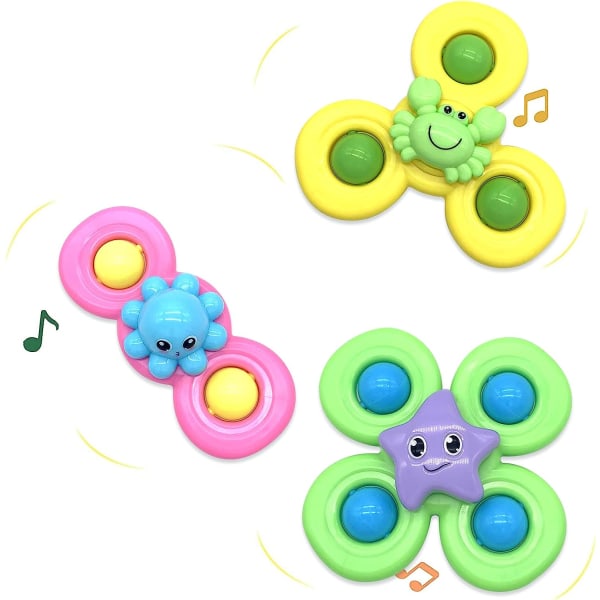 Sugekopp-snurreleke, 3 STK Cartoon Ocean Series Spinner-leker, Nyhet Spinning Rangler Sensoriske leker for småbarn, gaver til jul
