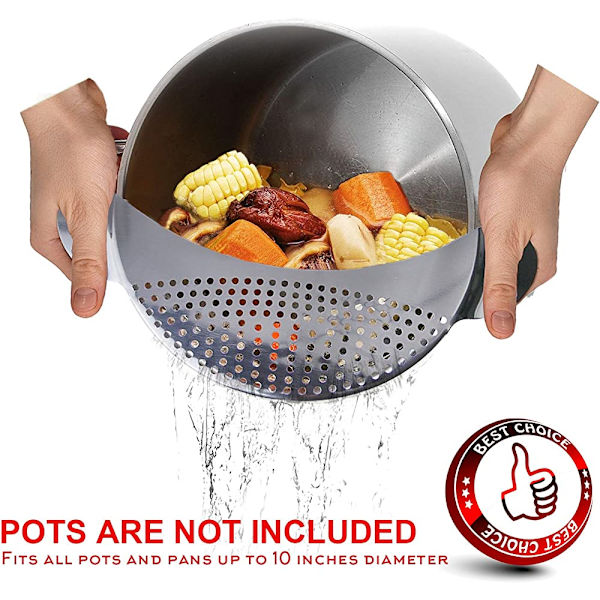 Beste redskaper Pan Pot Sil i rustfritt stål Pasta Sil Grønnsaker Sil & Sil - Passer til alle potter opptil 10 tommer