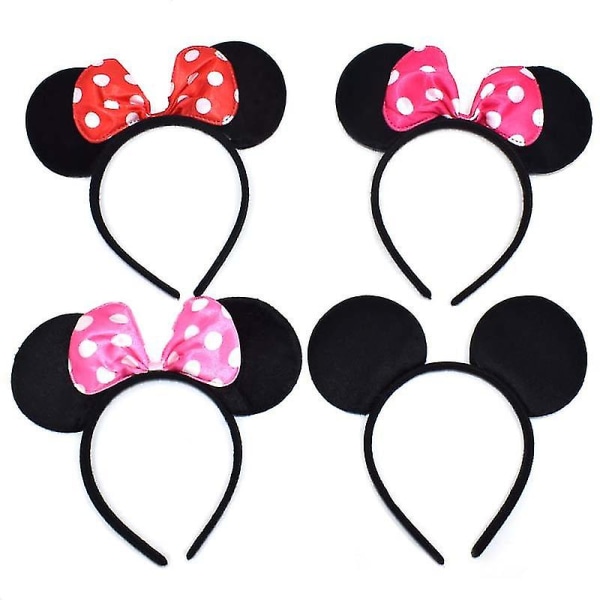 Mickey Ears Hovedbånd Hår Tilbehør Mickey Mouse Hovedbånd Minnie Sløjfe, Rød, 20*19cm