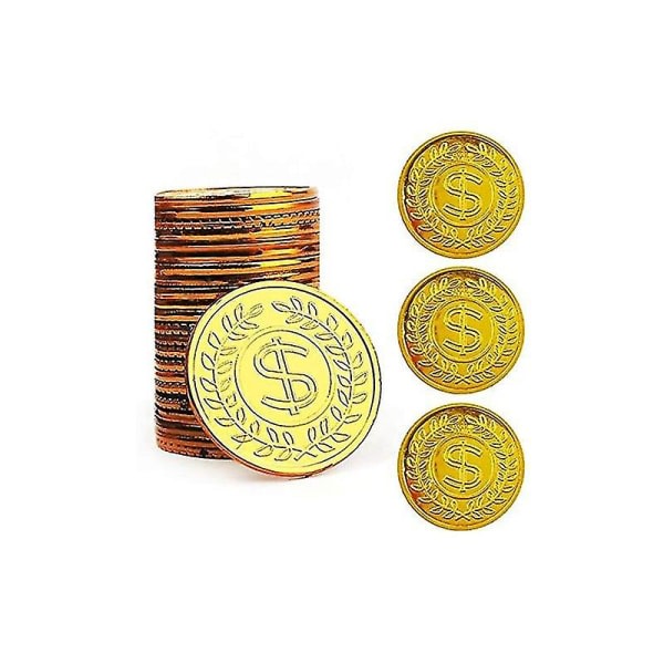 Pirate Gold Coins Sett med 100 Play Gold Treasure Coins for Play Favor Party Supplies Pirate Party - Jnlgv