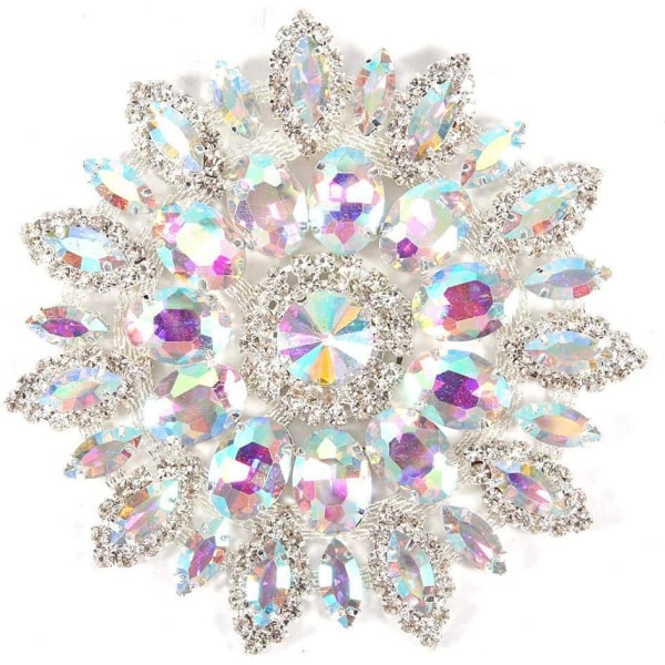 Krystalglas Rhinestone dekoration, Crystal Flower Sko Clips Vintage Crystal Rhinestone Broche til DIY Bryllupsdekoration Hår Smykker Sølv Base