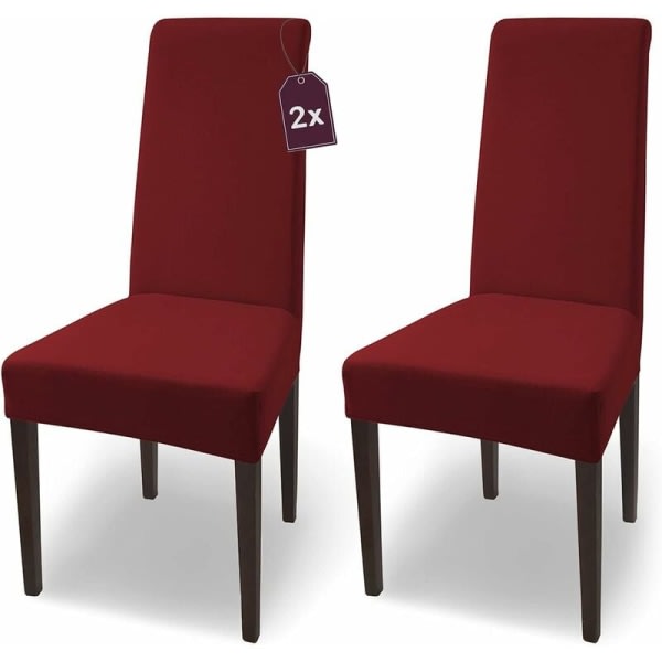 Elastisk strækbetræk i bomuld/ sæt med 2 / Burgundy / Stretchbetræk/ betræk til stole og sæder