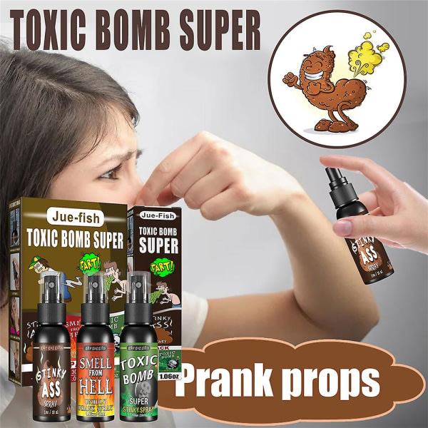 30 ml Stinky Ass Fart Spray, erittäin voimakas haju, hauskat pilailut, gag Halloween-lahjat, 2 kpl pommihaju