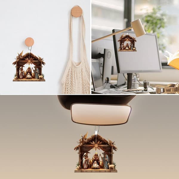 Julkrubbahänge, julgransdekoration | Julkrubba Julkrubba Ornament, 3D Akryl Julkrubba Julkrubba Ornament D