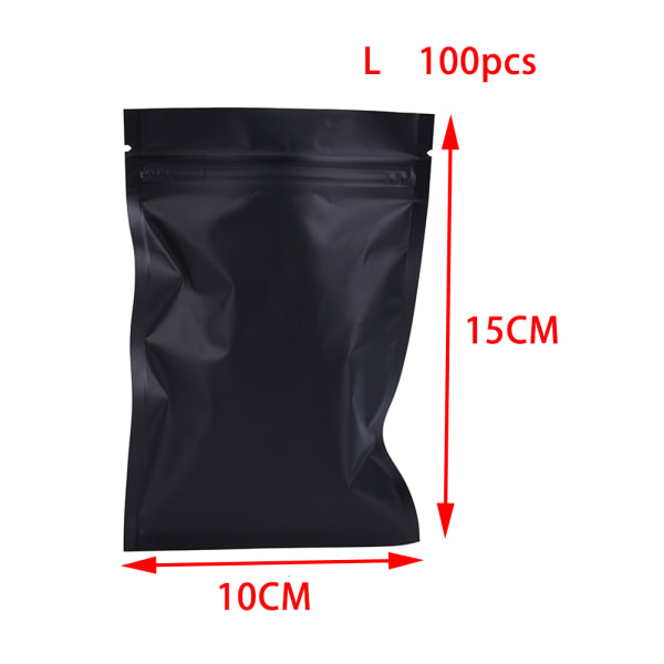 100 stk matt svart varme selvforseglende poser Gjenlukkbar Zip Lock Packa L L