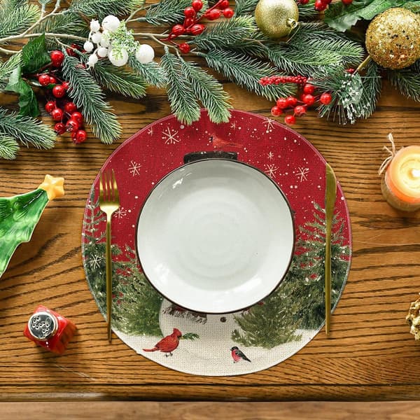Julebrikker Sett Med 8 Snøfnugg Runde Dekkebrikker Til Spisebordet Julepynt