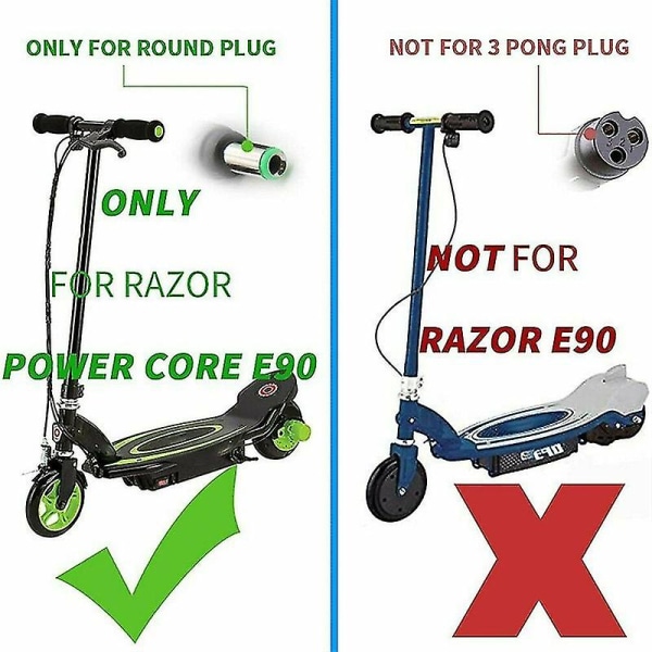 12v batterilader for Razor Power Core E90, Epunk Xlr8r elektrisk scooter