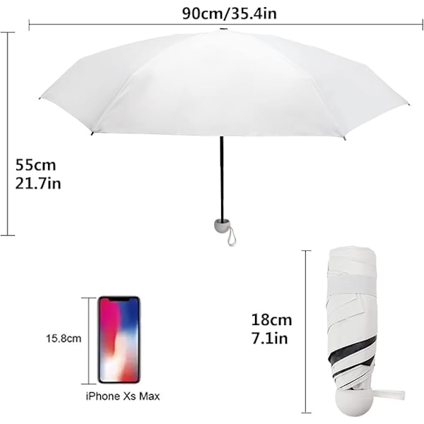 Foldbar paraply, 6-ribs vindstærk white