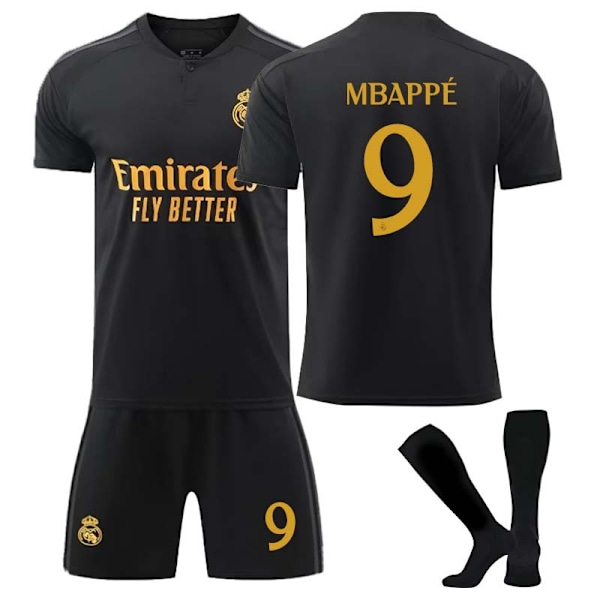 2324 Real Madrid andra bortatröja svart nr 9 Mbappe set Nr 9 Mbappe No. 9 Mbappe #18(110-120cm)