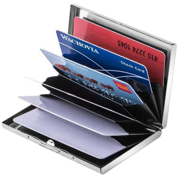 Ruostumaton teräs - Kortinpidike lokero - Suojaa RFID - metallilompakko Black
