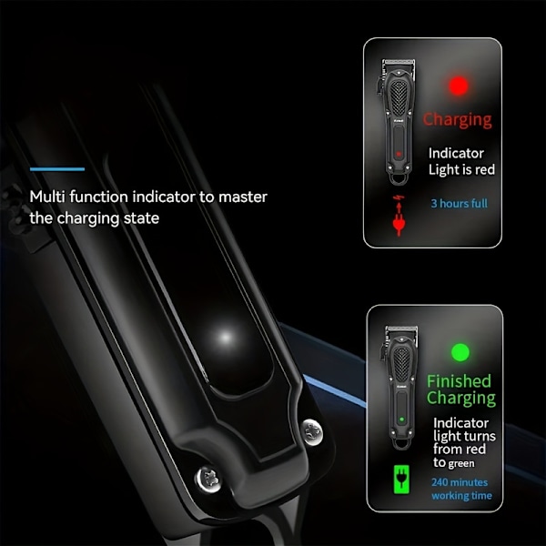 Kemei KM-1071 Sähköinen Hiustenleikkuri USB Latautuva Langaton Parranleikkuri Miehille Tehokas Hiustenleikkuri Leikkaustyökalu